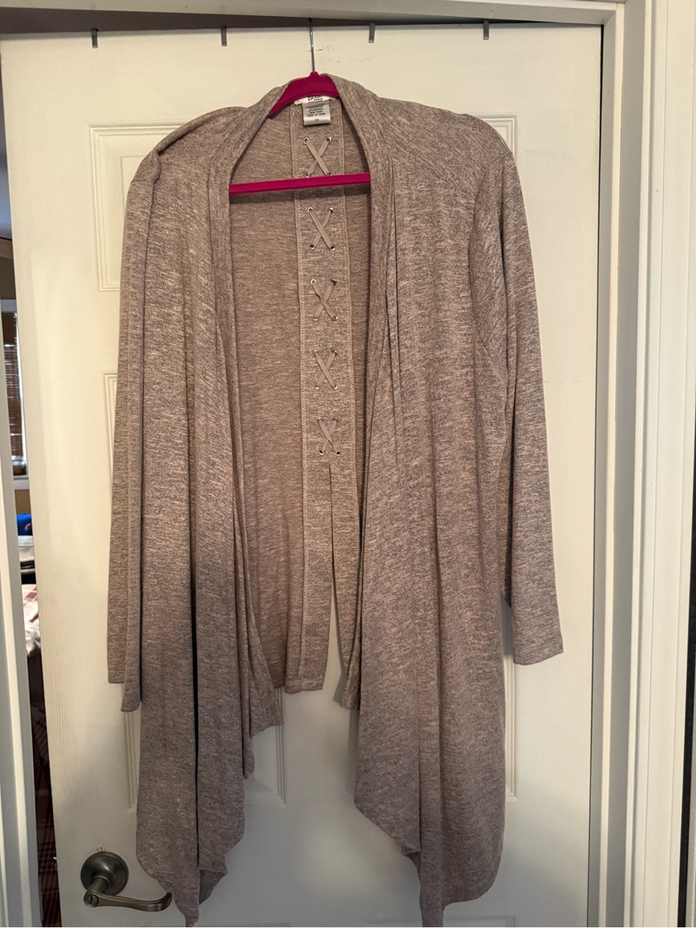 Light Taupe Open-Front Draped Cardigan Sweater by Sonoma